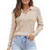 Arach&Cloz Polo da Donna Autunno Inverno in Morbido Misto Lana Maniche Lunghe(Apricot, L)