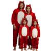 Duohropke Pigiama natalizio famiglia set tutina accogliente caldo jumpsuit pigiama con orecchie d'orso cappuccio Christmas pigiama teddy fleece overall morbido casual onesie tutina casa, Colore: rosso