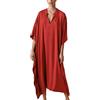 YouKD Caftano lungo da donna, stile bohémien, cardigan da spiaggia, copricostume da bagno, vestaglia taglie forti, Rosso, Taglia unica