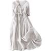 Nidddiv Abiti estivi da donna casual manica a 3/4 prendisole con scollo a V una linea abito swing tinta unita con bottoni con risvolto abito primaverile con lacci a vita alta abiti da vacanza per donna abito
