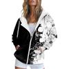 Generic Felpa con cappuccio con cerniera per donna, trendy, a maniche lunghe, con stampa floreale, grafica, leggera, invernale, casual, con tasche, XXL