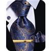 YourTies Cravatte di seta da uomo, motivo scozzese, motivo cachemire | Cravatta fazzoletto gemelli fermacravatta scatola regalo, abito camicia smoking, classico formale festa di matrimonio