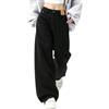 YOUYING Barrel Jeans Donna Vita Media Barrel Denim Pantaloni alla Caviglia Gamba Larga Y2k Baggy Boyfriend Jeans Corti Denim Tasche, K# Nero, L
