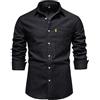 Darringls Giacca di jeans da uomo tinta unita - Slim Fit Trucker vintage cotone cowboy top cappotto camicia jeans con tasca stretta per uomo camicia da uomo vestibilità regolare, 01 nero, M