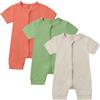 amropi Neonato Bimba Bimbo Pagliaccetto 3 pezzi Pigiama Manica Corta Jumpsuit Cerniera Tutine