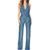 Yekdmxop Tuta Elegante Da Donna Con Schiena Scoperta, Tailleur Senza Maniche Chic, Completo Con Paillettes Tinta Unita, Overall a Gamba Larga, Brillantini per Cocktail e Cerimonia