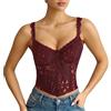 LEACOOLKEY Corsetto da Donna in Pizzo Bustier Sexy Trasparente a Fiori Top Corto Elegante in Rete con Lacci Corpetto Top Modellante per Uscite, Appuntamenti, Feste e Festival Musicali