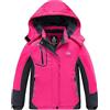 Wantdo Montagna Giacca Sci Bambina Impermeabile Giubbotto | 10000mm Impermeabile, Traspirante, Antivento, Fodera in pile, Cappuccio rimovibile, 3 Tasche con zip, Snowboard, Sci &Outdoor