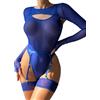 Aranmei Rave Outfits da donna Sexy Body Lingerie Body e Reggicalze Sexy Lingerie Set, Blu, M