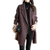 Suncadmious Giacca Da Ufficio Formale Invernale Donna Doppiopetto Risvolto Autunnale e Invernale Casual Lavoro Media Lunga Cappotto Spesso (caffè, XL)