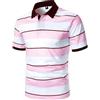Generic Polo da uomo a maniche corte a righe, elegante a righe orizzontali con colletto con bottoni, polo alla moda da uomo, comoda e versatile per ogni stagione, rosa, S