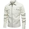 WOXIHUAN Giacca Pelle Uomo, Elegante Vintage Giacche in Pelle, Invernale Marrone Casuale Sottile Slim Fit Giubbino in Ecopelle, Primaverile Nero Bomber Corto Alla Moda Giubbotto Bianco XL