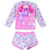 ALISISTER Costume da Bagno a Maniche Lunghe 2 Pezzi per Bambine da 7-8 Anni Protezione Solare UPF 50+ Estate Spiaggia Viola Sirena