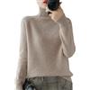 Generisch Maglione a collo alto da donna, 100% lana, autunno/inverno, casual, a maniche lunghe, senza cuciture, lavorato a maglia, tinta unita, con colletto alto, grigio scuro., S