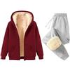 Generico Tuta Donna Invernale Sportiva Pile Completo Calda Felpata Felpa con Zip Cappuccio e Pantaloni Velluto Completo 2 Pezzi Tute da Ginnastica In Pile Vello Foderato Casual Abbigliamento Jogging Invernale