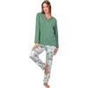 ADMAS Pigiama a maniche lunghe Summer Paradise da donna, verde foglia, M