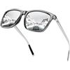 KANASTAL Argento Occhiali da Sole Specchio Uomo Donna Polarizzati Argentati Specchiati Quadrati Vintage UV400 Retrò Montatura Trasparente Silver Sunglasses per Pesca Guida -Argento