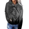Generic Felpa con Cappuccio da Donna a Maniche Lunghe con Cavallo e Stampata Felpe Donna con Zip Primaverili Felpa Felpata Zip (Grey, M)