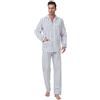 Amaxer Classico Pigiama da Uomo in Due Pezzi,in Cotone,da Notte,a Maniche Lunghe,con Tasche,con Coulisse