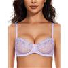 Wingslove Reggiseno Donna Sexy Trasparente con Ferretto Floreale Pizzo Non Imbottito