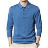 Dndrdhfb Polo da Uomo in Maglia di Lana A Maniche Lunghe con Bottoni Bavero Slim Business Casual Pullover Polo Top