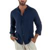Giosal Camicia Uomo Lino Colletto Maniche Lunghe Casual Regular Fit Basic Tinta Unita Vari Colori (IT, Testo, S, Regular, Regular, Blu)