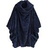 Generisch Cappotto in pile da donna senza cappuccio, cappotto in peluche da donna, lungo invernale, morbido, collo sciallato, poncho oversize, con maniche a pipistrello, cappotto di peluche