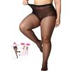 sunshinelady Collant velati da donna 15 denari XS-5XL a vita alta modellante collant morbido supporto collant taglie forti collant da donna look naturale, Nero , 3XL-5XL