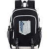 Roffatide Anime Attack on Titan Ali della libertà Borsa college stampata Zaino per laptop Zaino con porta di ricarica USB e porta per cuffie