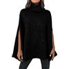 Bauzuoyo Maglione a collo alto, elegante, invernale, caldo, poncho a maglia, tinta unita, maglione casual, a maglia grossa, poncho, Nero , XL