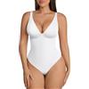 FeelinGirl Body Contenitivo Modellante Intimo Donna: Eleganza e Comfort con Scollo a V e Schiena Scoperta, Gonna Ventre Piatto e Stringa (Bianco XXL)