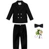 GUOCU Bambini Completo Formale 4/5/6 Pezzi Gentiluomo Tuta Matrimonio Smoking Suit Abiti da Battesimo para Bambino,Tinta Unita Elegante Abito da Cerimonia Ragazzo Blazer Doppiopetto e Pantaloni 9-10 anni