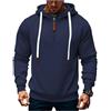 EndoraDore Felpa Invernale da Uomo con Cappuccio a Maniche Lunghe Casual con Zip a Un Quarto Sportiva Pullover Blu XL