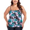 Ocean Blues Costume da bagno da donna taglie forti a fascia tankini top ampio senza fondo, Albero di cocco, XL plus