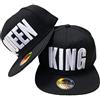 JameStyle26 - Set di cappelli da baseball snapback con scritte ricamate "King" e "Queen", capelli cult dagli Stati Uniti