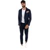 Giosal Abito Uomo in Lino Completo Giacca Pantalone Tinta Unita Elegante Monopetto (44, Blu)