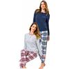Il Granchio Pigiama Donna Invernale in Caldo Jacquard Pigiama Donna Felpato Diverse Fantasie (6032 Grigio, L)