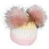 styleBREAKER Berretto a Righe per Bambini con 2 PON PON,Rosa-Crema-Giallo