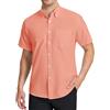 HISDERN Camicia Uomo Maniche Corte Arancia Oxford Button Down Camicie Uomo Estiva da Ufficio Manica Corta con Tasca vestibilità Regolare, L