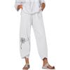 Generico Pantaloni Lino Donna Pantaloni Di Lino Donna Pantalone Elegante Moto Con Protezioni Viscosa Bermuda Al Ginocchio Estivi Lunghi Pantaloncini Tre Quarti Leggins Decompressione Premaman Blu Corti