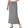 GRECERELLE Maxi gonna spessa da donna autunno inverno antirughe casual a vita alta regolabile con coulisse gonna con 2 tasche profonde e spacco laterale