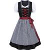 SCARLET DARKNESS Costume tradizionale bavarese da donna, per Oktoberfest, festa della birra tedesca, Plaid nero., L