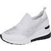 generic Sneakers da donna con zeppa, paillettes, scarpe sportive, zeppe, scarpe da ginnastica con strass, comode, antiscivolo, scarpe da corsa casual con tacco, scarpe da passeggio, alla moda, scarpe da