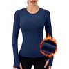 IECCP Theraml - Maglia sportiva da donna, a maniche lunghe, in pile, con foro per il pollice, leggera, per sport, palestra, yoga, allenamento, escursionismo, sci