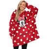 Disney Minnie Mouse Felpa con Cappuccio in Pile di Lusso Completamente Foderata Abbinata per Donne e Ragazze Coperta Oversize, Rosso, 4-6 Years