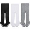 Durio - Calzamaglia per bambini, in cotone, collant caldi, 3 paia, nero, bianco e grigio, 6-12 mesi