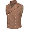 YFFUSHI Gilet in Pelle Scamosciata da Abito per Uomo Doppiopetto Gotico Steampunk Gilet in Velluto da Uomo Cowboy Giacca Senza Maniche, Marrone, M
