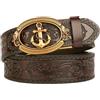 xichuangyuXCY Cintura in pelle degli uomini in stile retrò modello coccodrillo fibbia di ancoraggio cintura casual 125cm