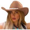 DRESHOW Cappello da Cowgirl Donna Classico con Scintillante Cintura di Strass Cappelli da Cowboy Occidentale
