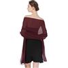 BEAUTELICATE Scialle Stola Donna Elegante Chiffon Coprispalle Sciarpa Estivo per Cerimonia Matrimonio Sposa Festa (Cabernet - Plus Size, Taglia unica)